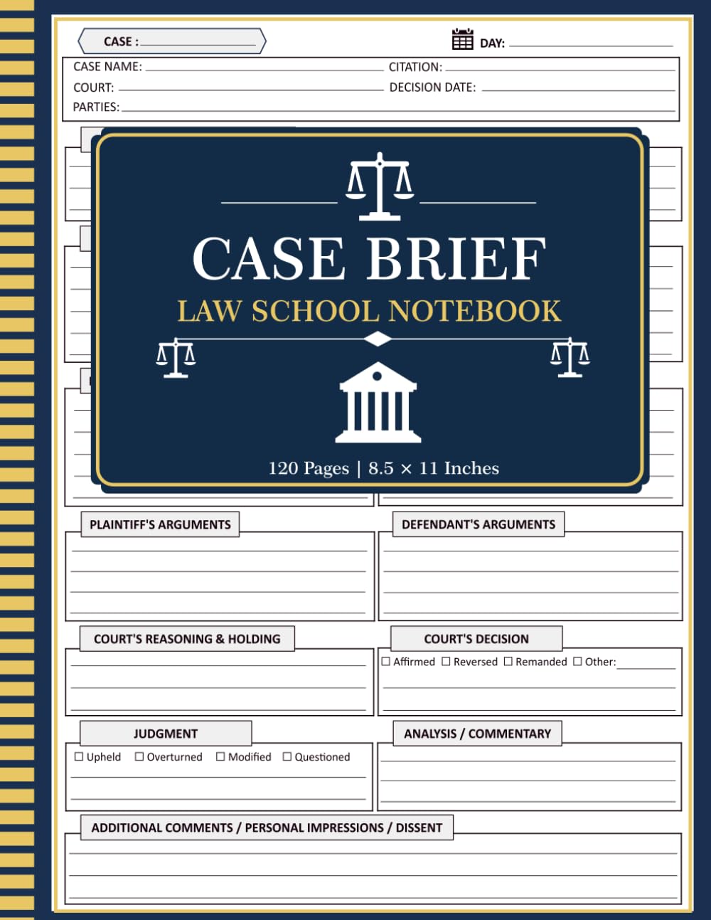 Case Brief Law School Notebook: Legal Case Brief Templates for Law Students to Organize Facts, Issues, Rules, Arguments, Court Decisions and Case Notes baixar o livro de graça