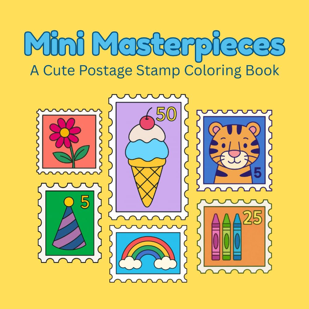 ler totalmente Mini Masterpieces: A Cute Postage Stamp Coloring Book