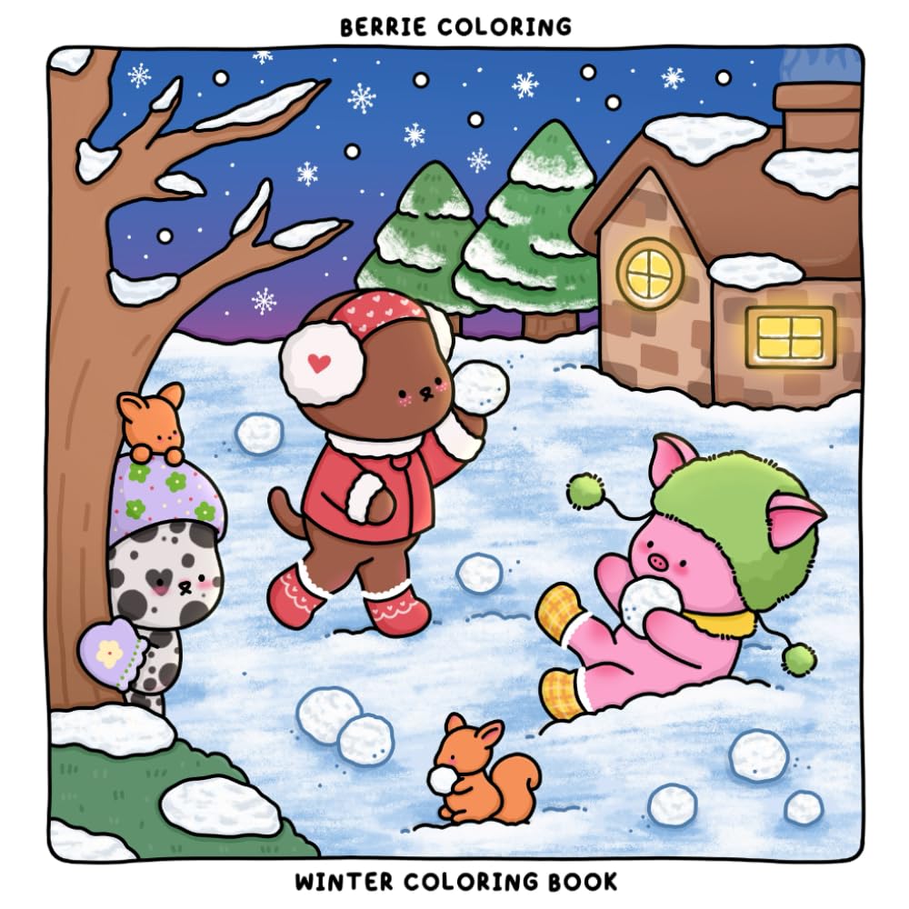 capítulo por capítulo baixar Berrie Coloring Winter: Cute and Cozy Coloring Book for Adults & Teens Featuring Easy to Color Festive Animal Illustrations and Christmas Scenes (Cute & Cozy Coloring Books)