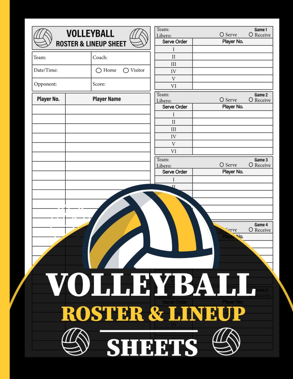 Volleyball Roster and Lineup Sheets: Track your volleyball roster and line-up for game days| Volleyball Team Management Record Book | 100 Game Sheets baixar o livro de graça