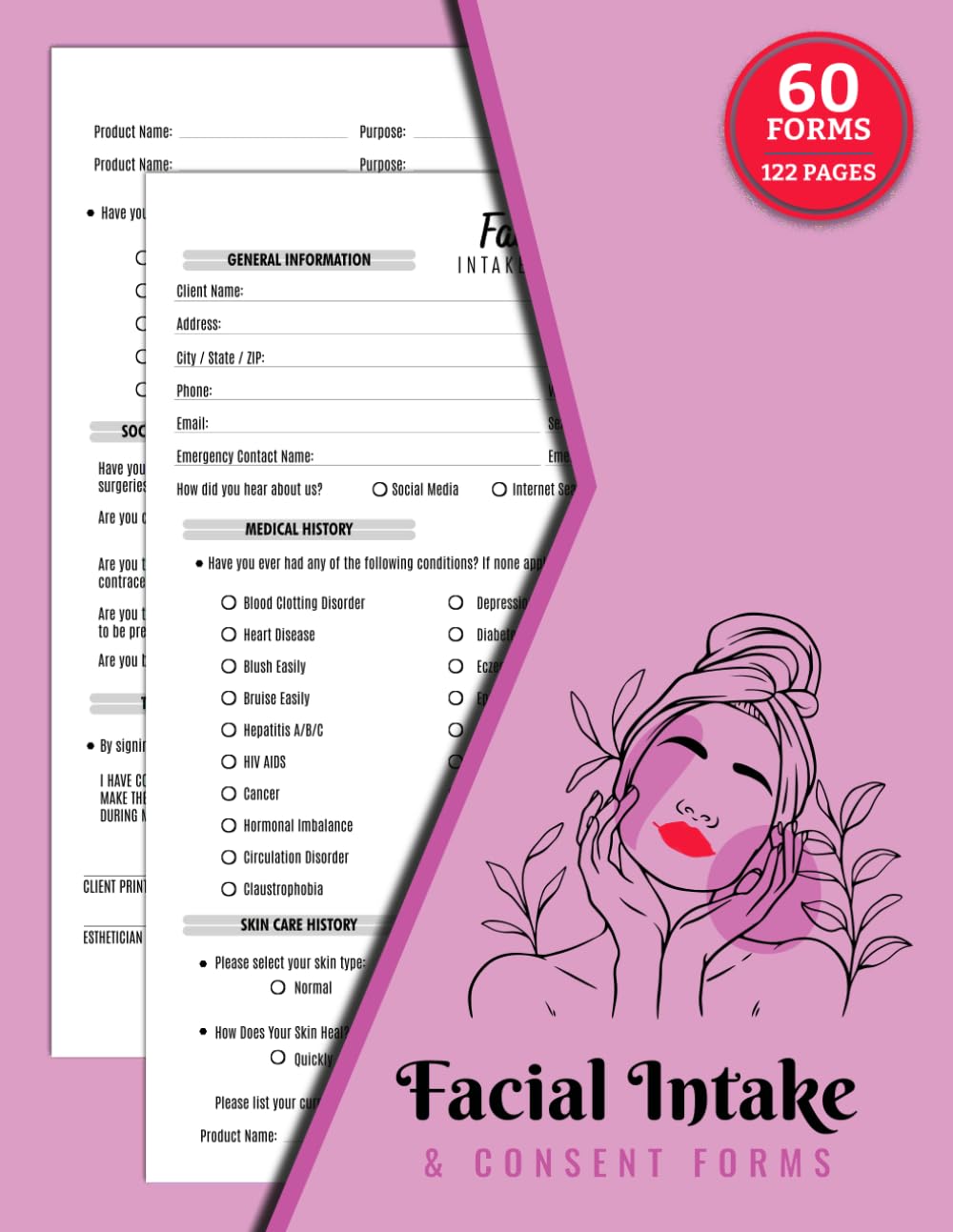 capítulo por capítulo baixar Facial Intake & Consent Forms: Esthetician Client Consultation Book | Skin Analysis & Treatment History Records | 60 Forms