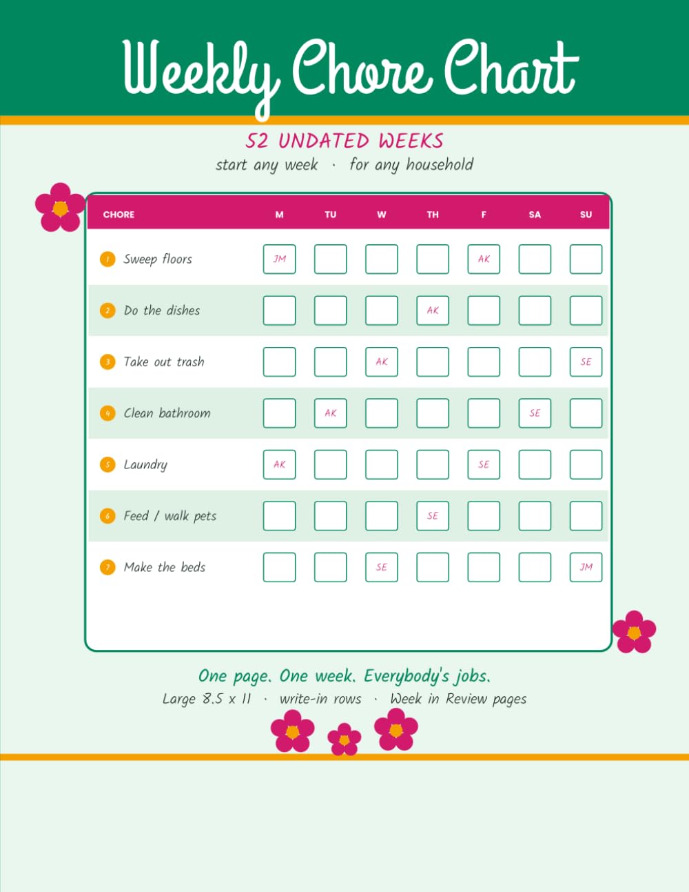 capítulo por capítulo baixar Weekly Chore Chart Notebook: Undated 52-Week Household Cleaning Schedule & Family Chore Tracker Large 8.5 x 11