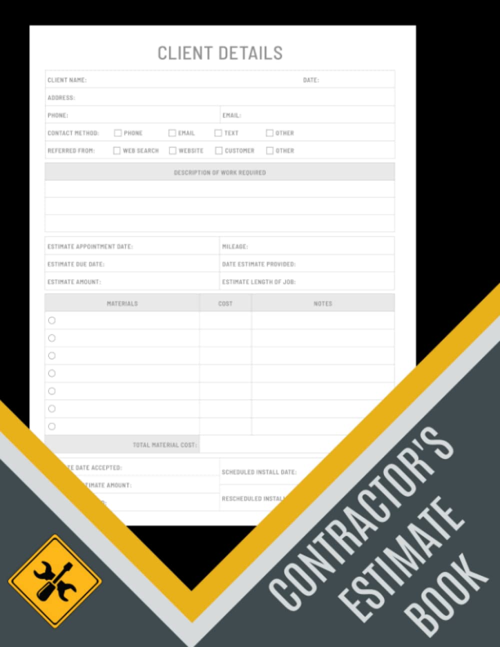 ler totalmente Estimate Book Contractor: Job Estimate Quote Record Book With Client Contact information & Dot Diagram Sheets For Taking Measurements; Contractor estimate log book