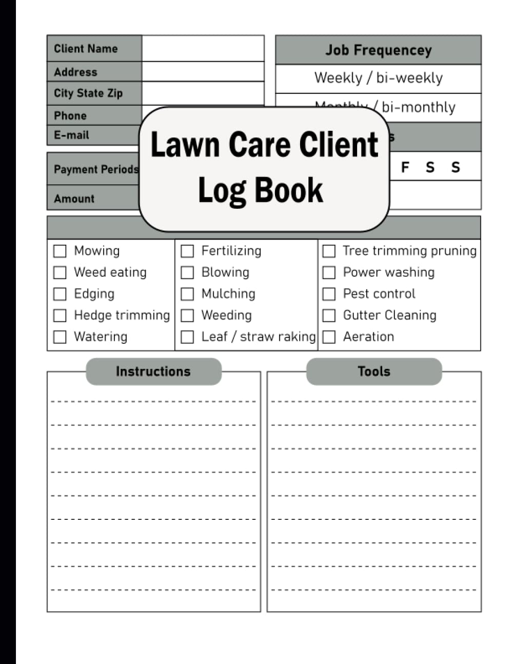 Lawn Care Client Log Book: Simple Lawn Mowing and Landscape Organizer 110 pages | 8.5x11 inches baixar livro de graça