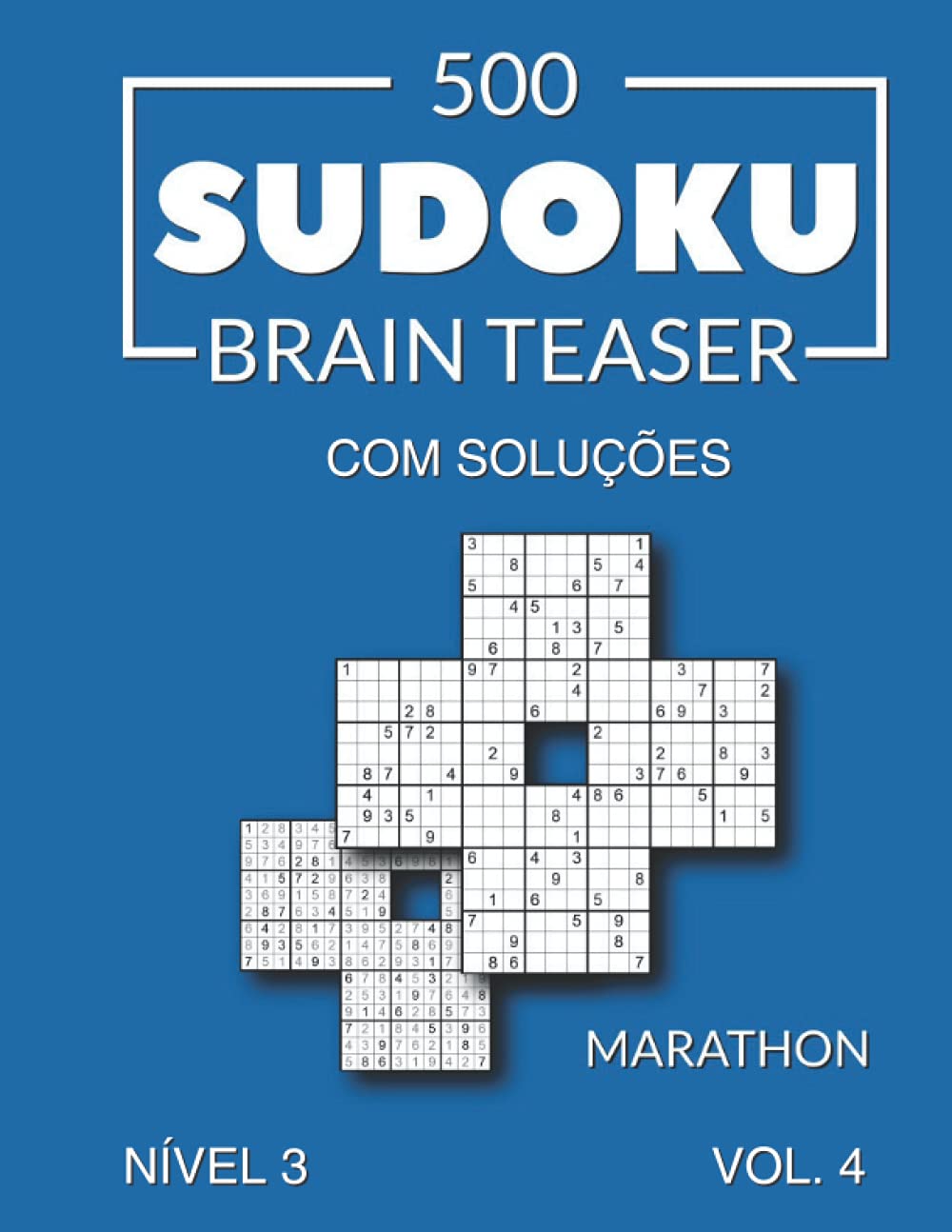 ler totalmente 500 Sudoku Brain Teaser Marathon com soluções Nível 3 Vol. 4