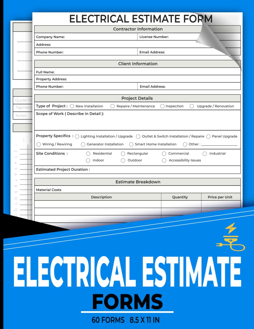 ler totalmente Electrical Estimate Forms: Work Estimating Book For Electrician To Track Job Quotes | 120 Pages.