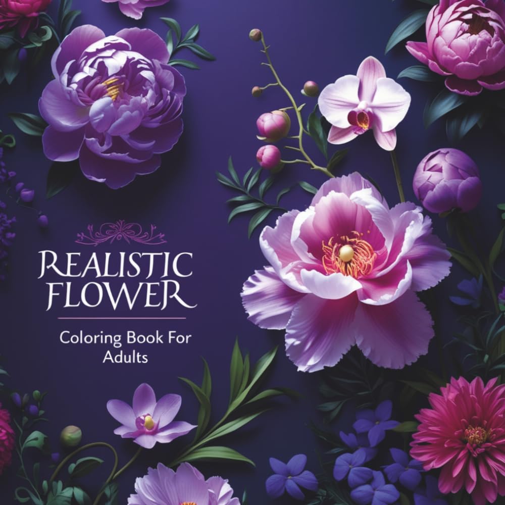 ler totalmente Realistic Flower Coloring Book for Adults: Over 50 Intricate Floral Designs for Relaxation, Stress Relief, and Mindfulness for Adults