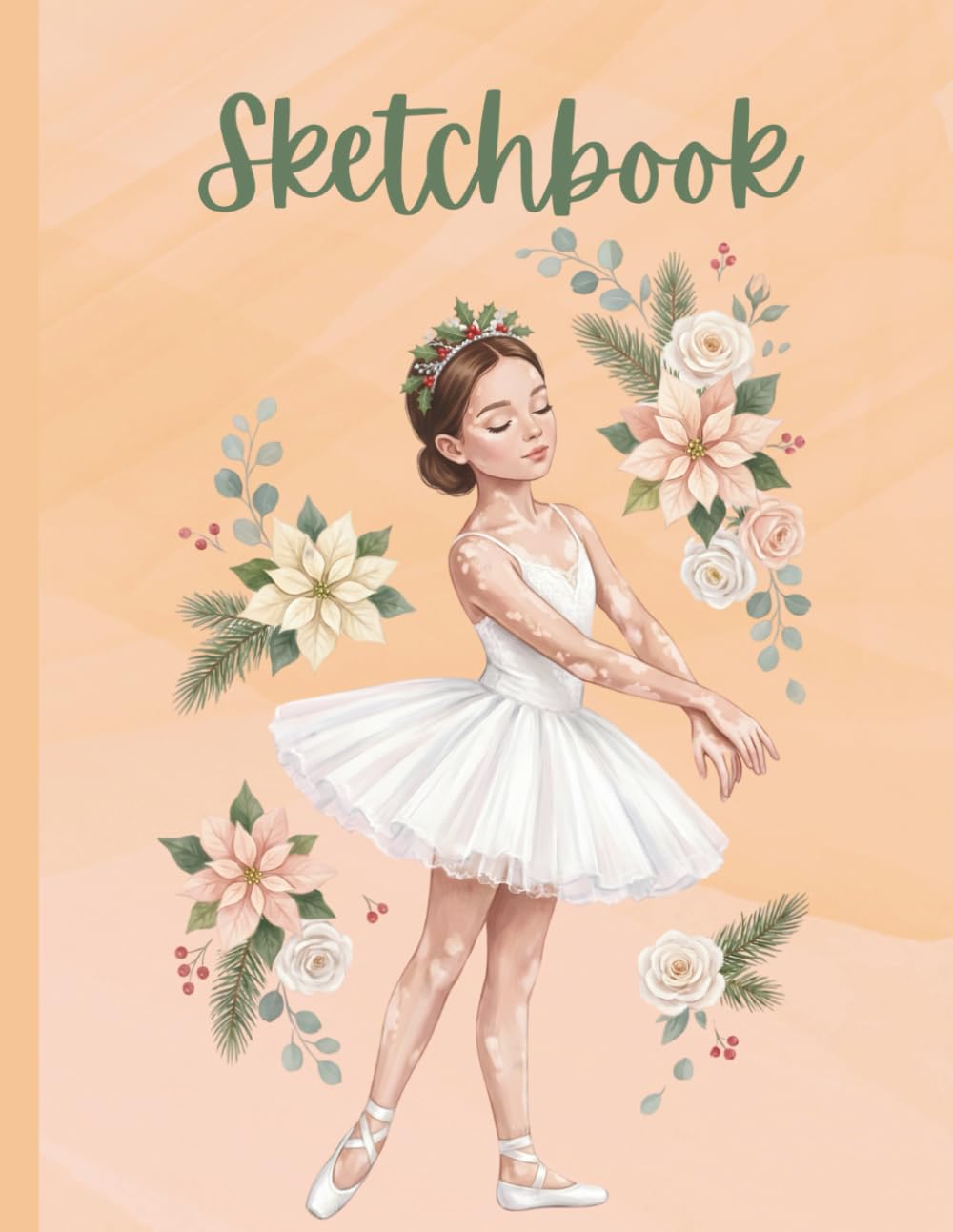 capítulo por capítulo baixar Sketchbook: Christmas Ballerina – Elegant Holiday Dance Illustration on Soft Peach Background: 8.5×11 Unlined Drawing Book for Kids, Teens & Artists