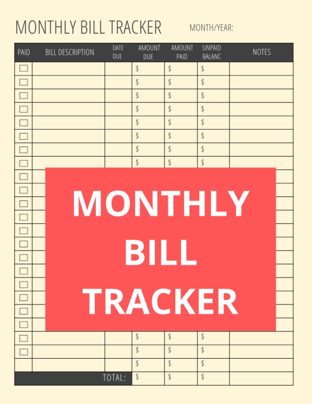 Monthly bill tracker planner: payments checklist organizer baixar o livro de graça
