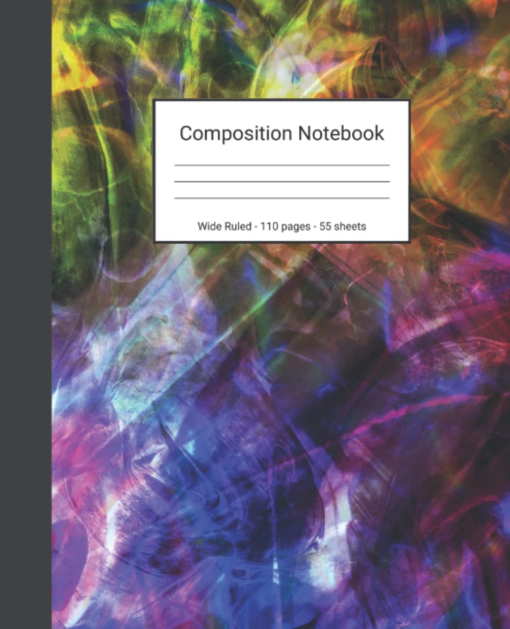 Composition Notebook: Wide Ruled Paper Notebook Journal - Purple Yellow And Blue Abstract Painting - Blank Wide Lined Workbook