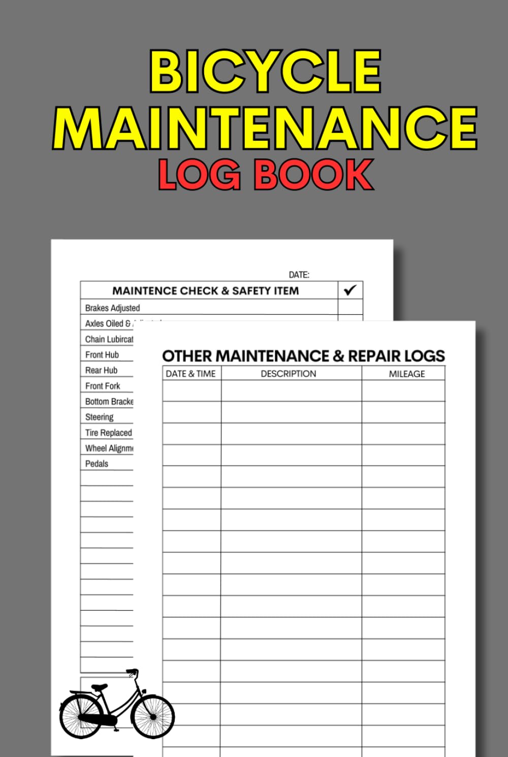 Bicycle Maintenance Log Book: Cute Logbook Gift for Bikers and Cycling Enthusiasts to Record and Keep Track of Their Bike Maintenance