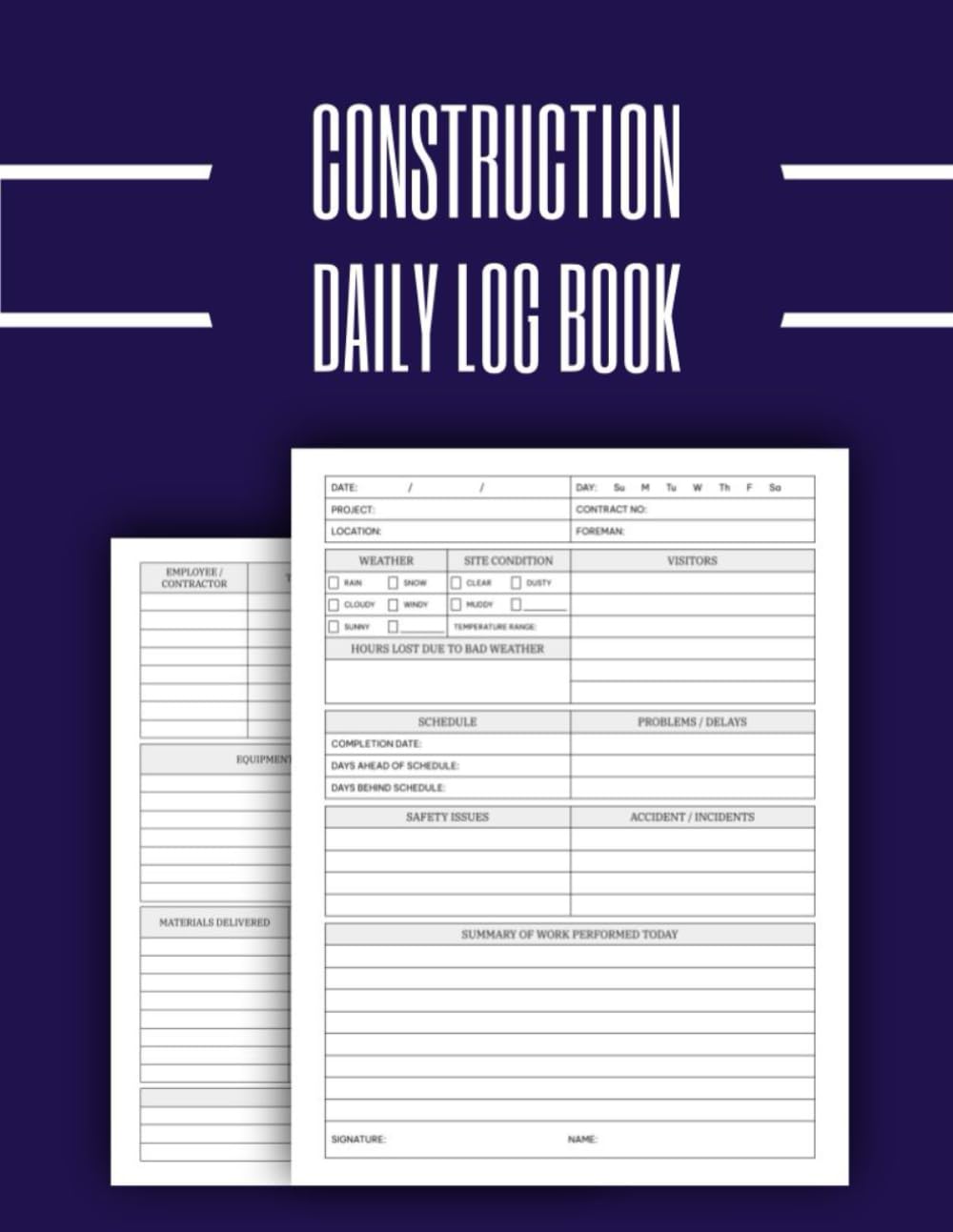 ler totalmente Construction Daily Log Book: Construction Site Daily Logbook and Job Site Project Management Report for Recording Workforce, Tasks, Schedules, Equipment and Daily Activities.