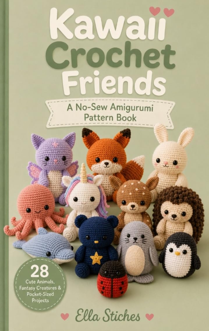 ler totalmente Kawaii Crochet Friends: A No-Sew Amigurumi Pattern Book 28 Cute Animals, Fantasy Creatures & Pocket-Sized Projects (English Edition)