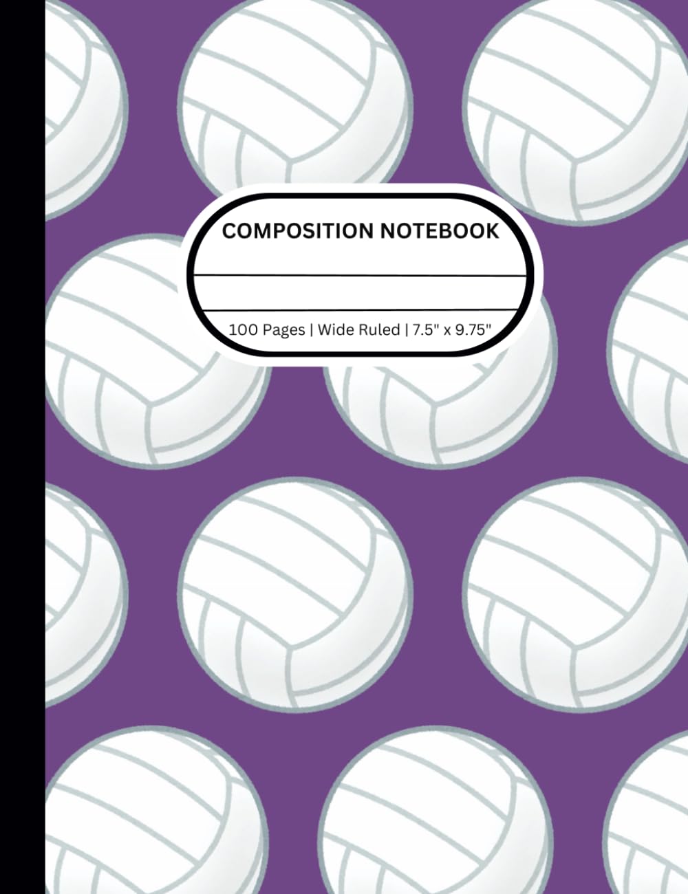 ler totalmente Composition Notebook – 7.5x9.75”, 100 Pages, Wide Ruled (Purpureus Purple with Volleyballs)