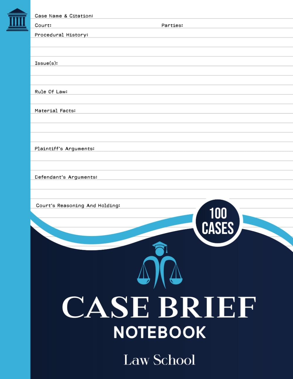 ler totalmente Law School Case Brief Notebook | Case Briefs Notebook For Law Students | Law School Case Brief Template | 8.5-inch X 11"-inch | Large Size | Case Briefs Book (100 Cases)