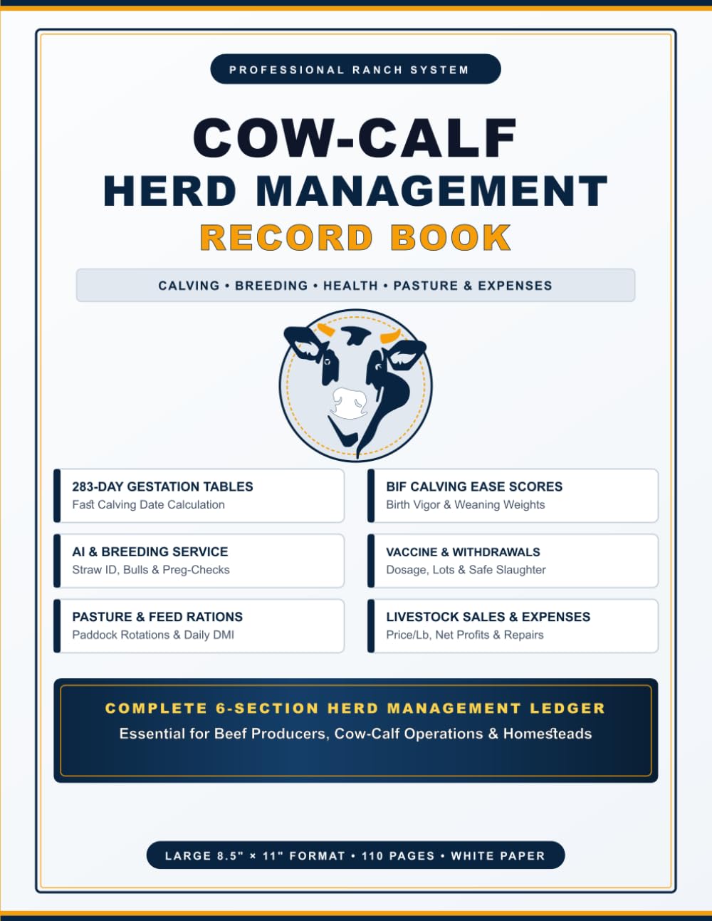 ler totalmente COW-CALF HERD MANAGEMENT RECORD BOOK: Calving & Birthing Records, 283-Day Gestation Tables, Breeding & Artificial Insemination, Herd Health, Pasture & Feed Tracking, Livestock Sales & Expenses
