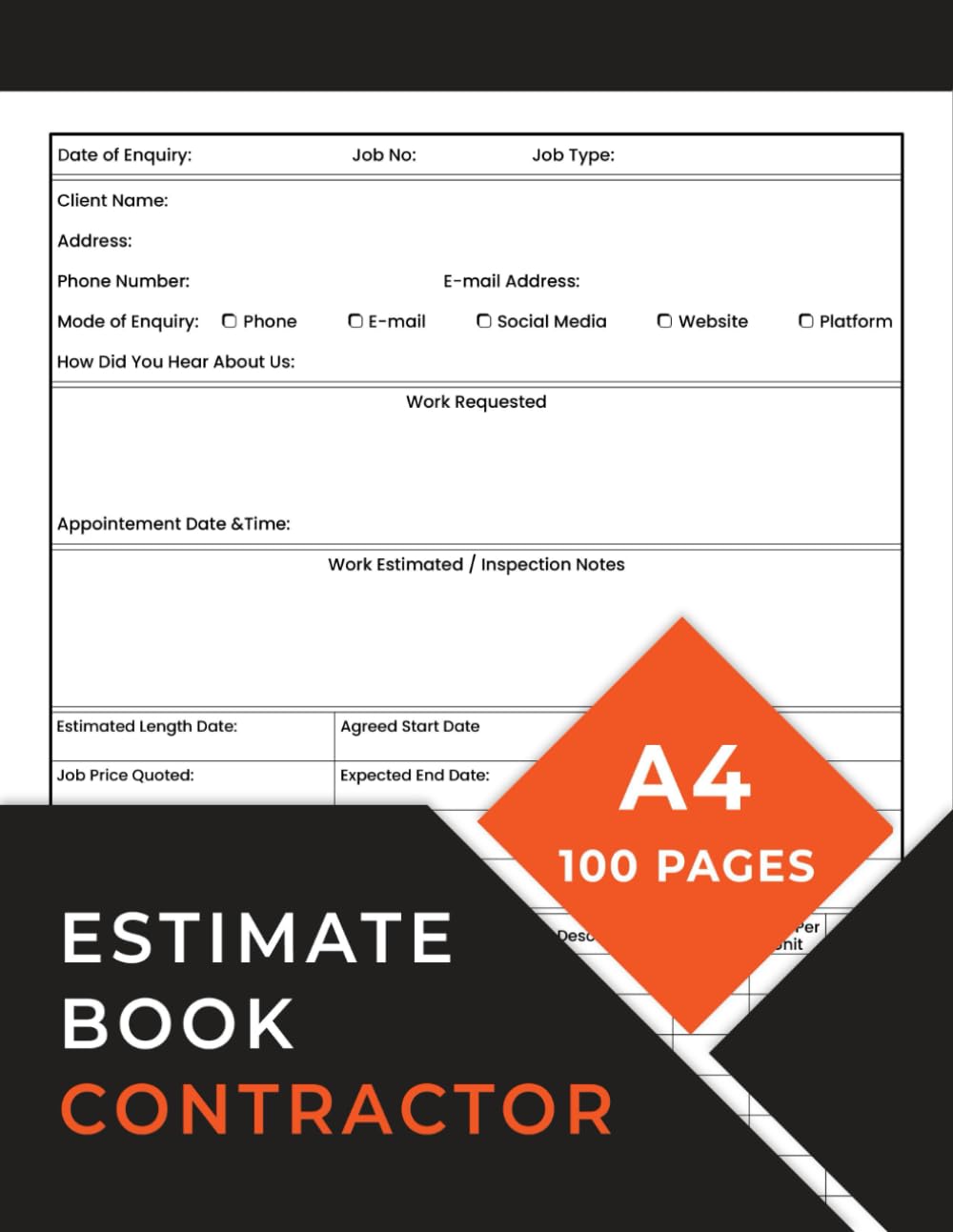 ler totalmente Estimate Book Contractor: The Ultimate Guide to Accurate Project Estimates For Contractors and Builders | A4 | 100 Pages
