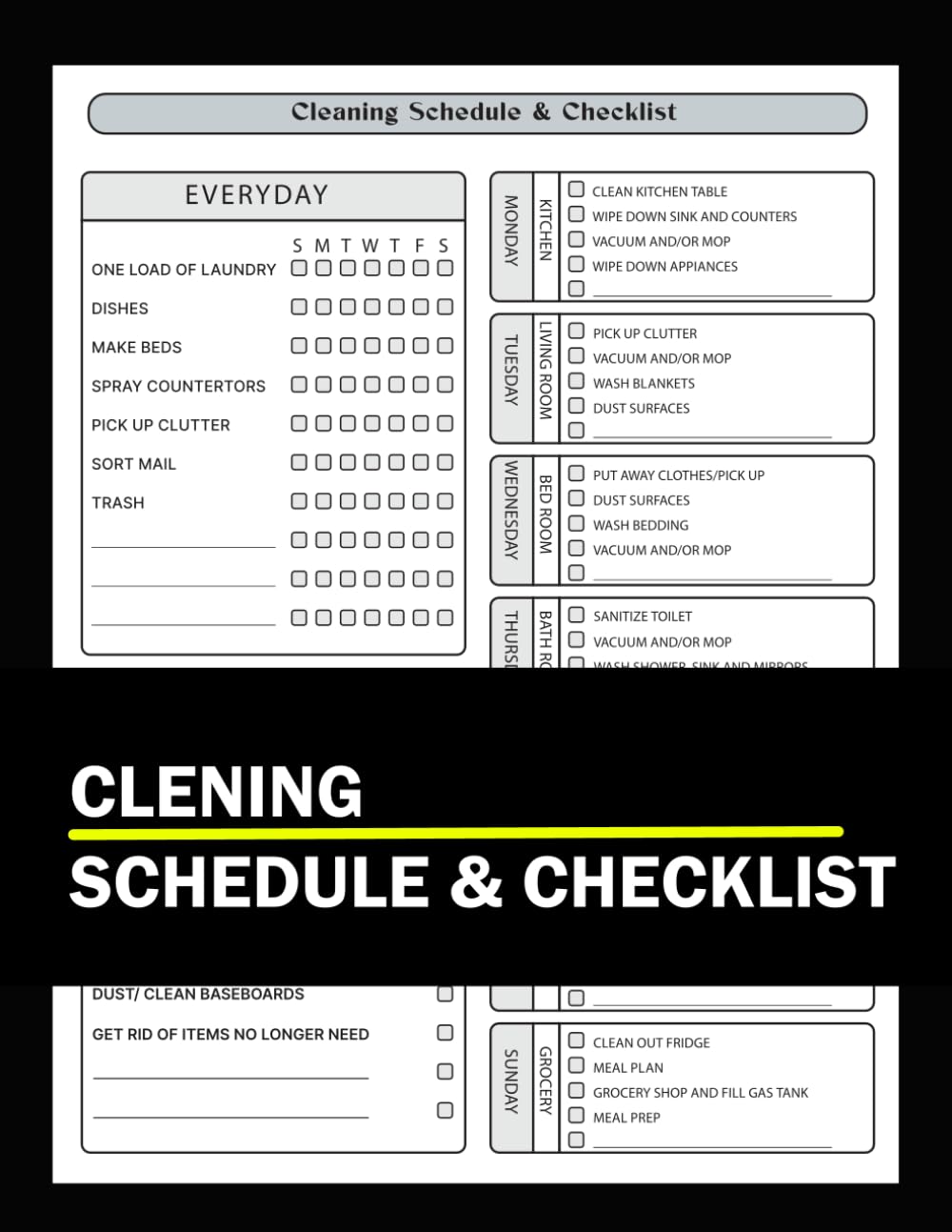 Cleaning Schedule and Checklist: Daily Weekly and Monthly Household Cleaning Schedule Book, Housekeeping Checklist Planner, and Organizer for Adults - ( "8.5X11" Inches ) baixar livro de graça