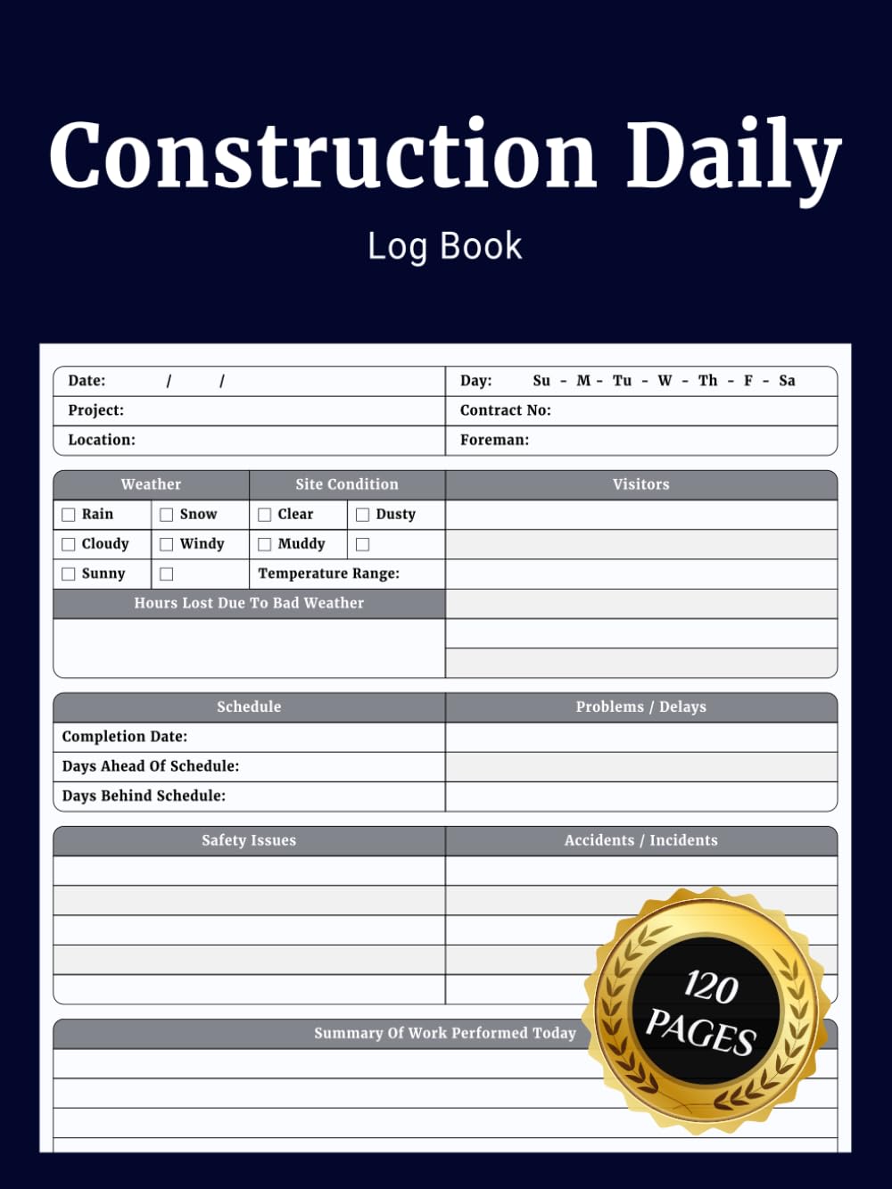 Construction Daily Log Book: Simple Job Site Project Management Report for Recording Workforce, Tasks, Schedules, Equipment and Daily Activities baixar o livro de graça