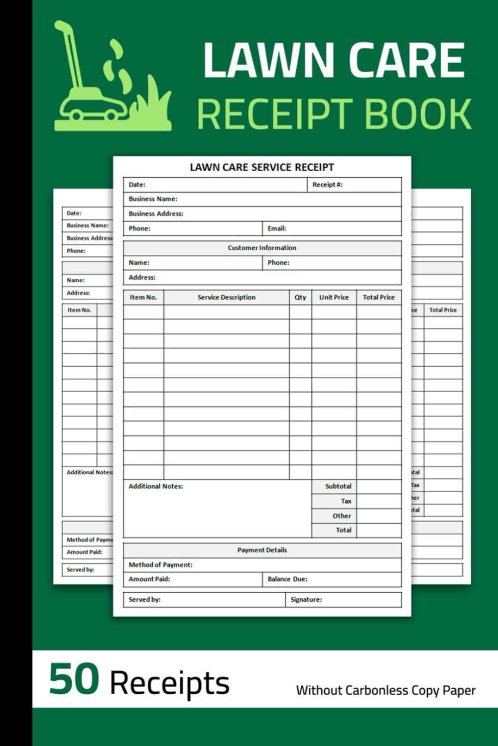 Lawn Care Receipt Book: Landscaping Service Receipt Form | 50 Forms (Single-Sided Sheets) baixar o livro de graça