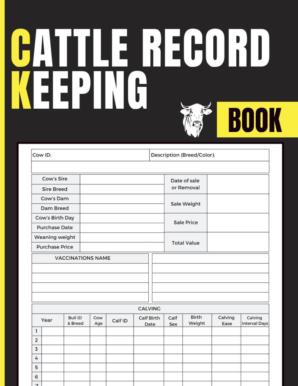 capítulo por capítulo baixar Cattle Record Keeping Book: Organize Breeding, Calving, Weights, Vaccinations, Pregnancy Tests, and Sales for Cattle Farmers