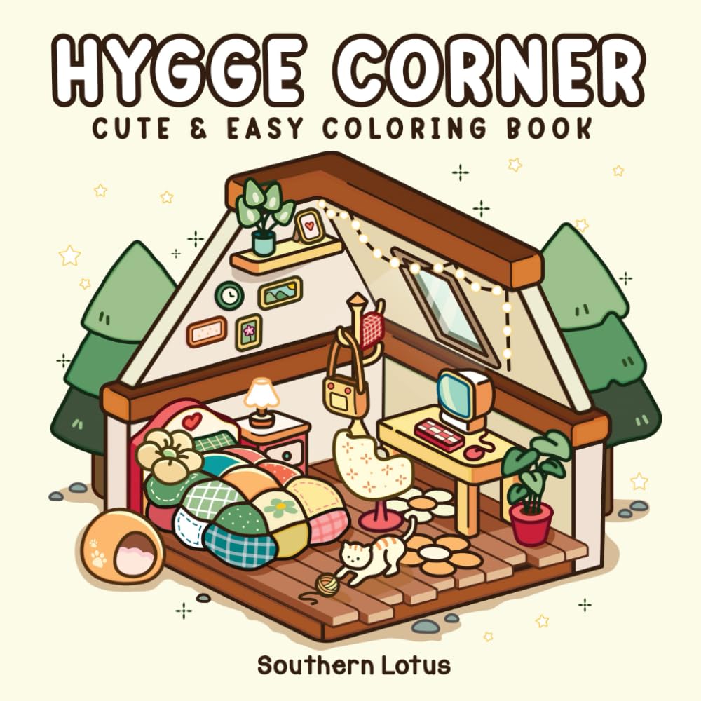 Hygge Corner: Coloring Book for Adults and Teens Featuring Cozy Corners and Pocket Spaces, Simple and Cute Animals Drawings for Relaxation and Stress Relief (Bold & Easy Coloring) baixar o livro de graça