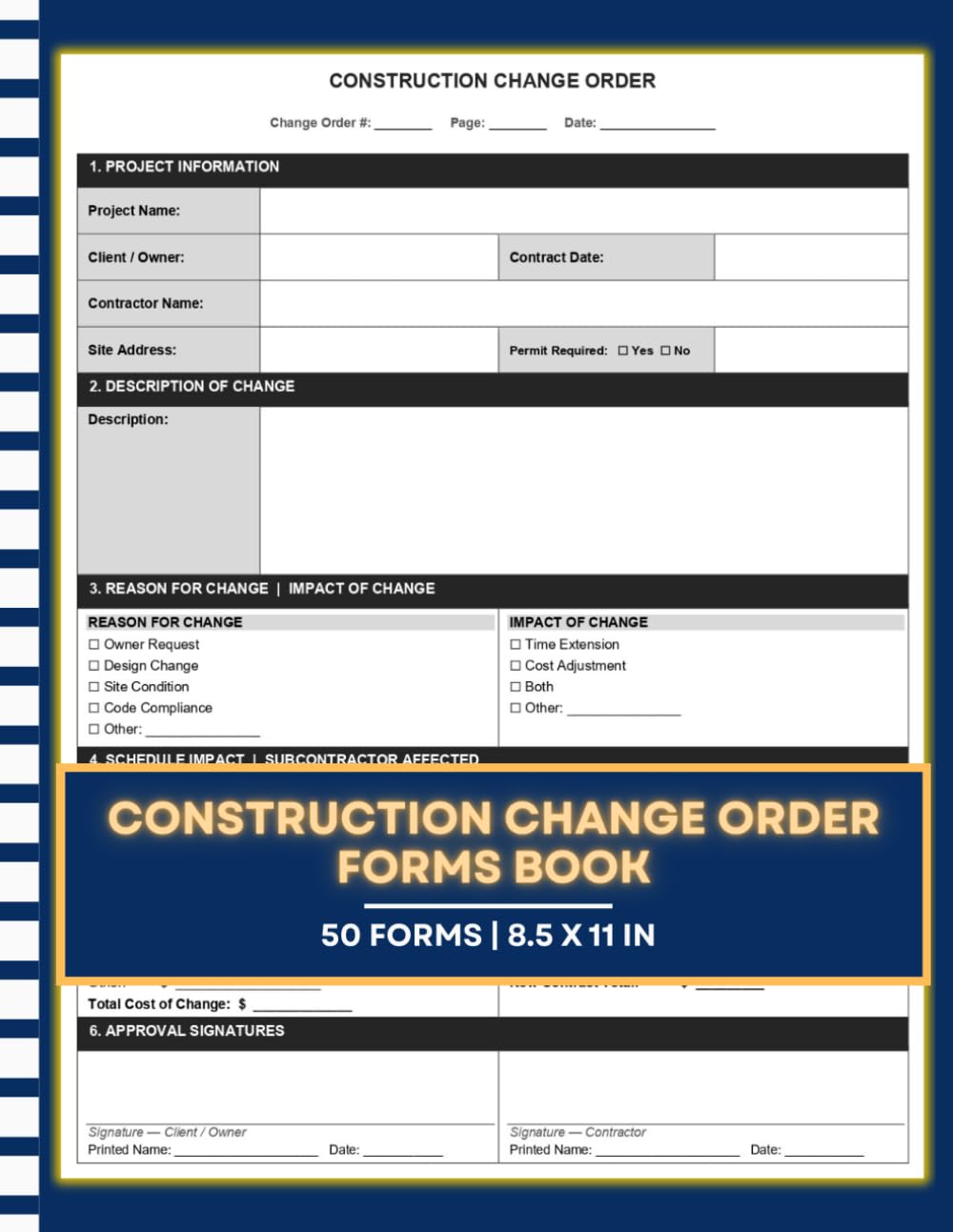 Construction Change Order Forms Book: Document Scope Changes, Cost Adjustments & Client Approvals for Every Job | Sections for Permit Status, Schedule... Subcontractor Notes | 50 Forms | 8.5 x 11 in baixar livro de graça
