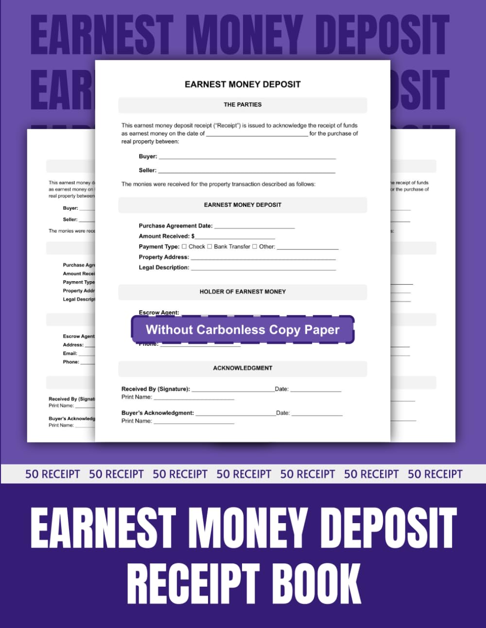 Earnest Money Deposit Receipt Book: 50 Forms for Real Estate Professionals | 8.5 x 11 inches. baixar o livro de graça