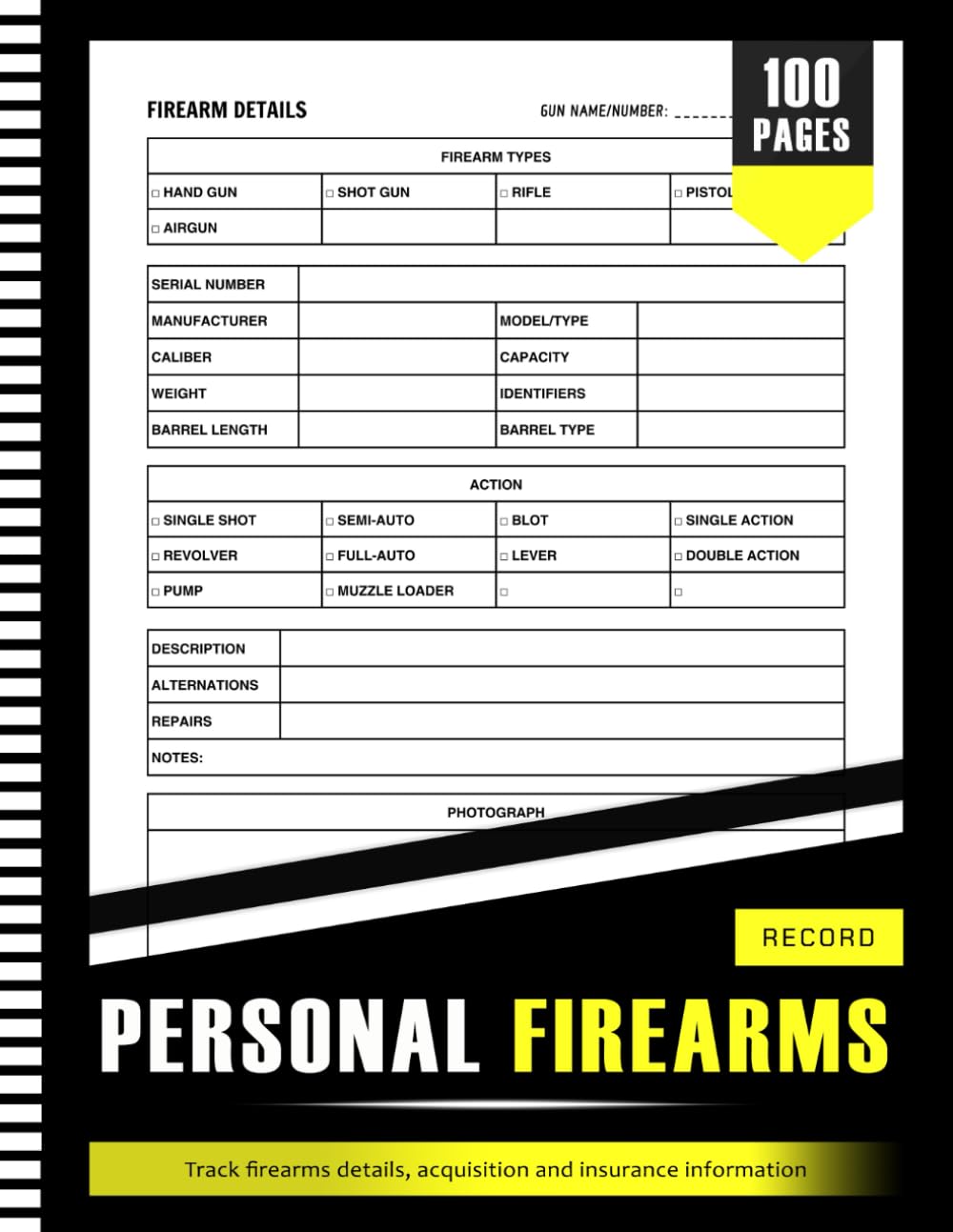 Personal Firearms Record Ffl Acquisition And Disposition Book For Gun Enthusiasts