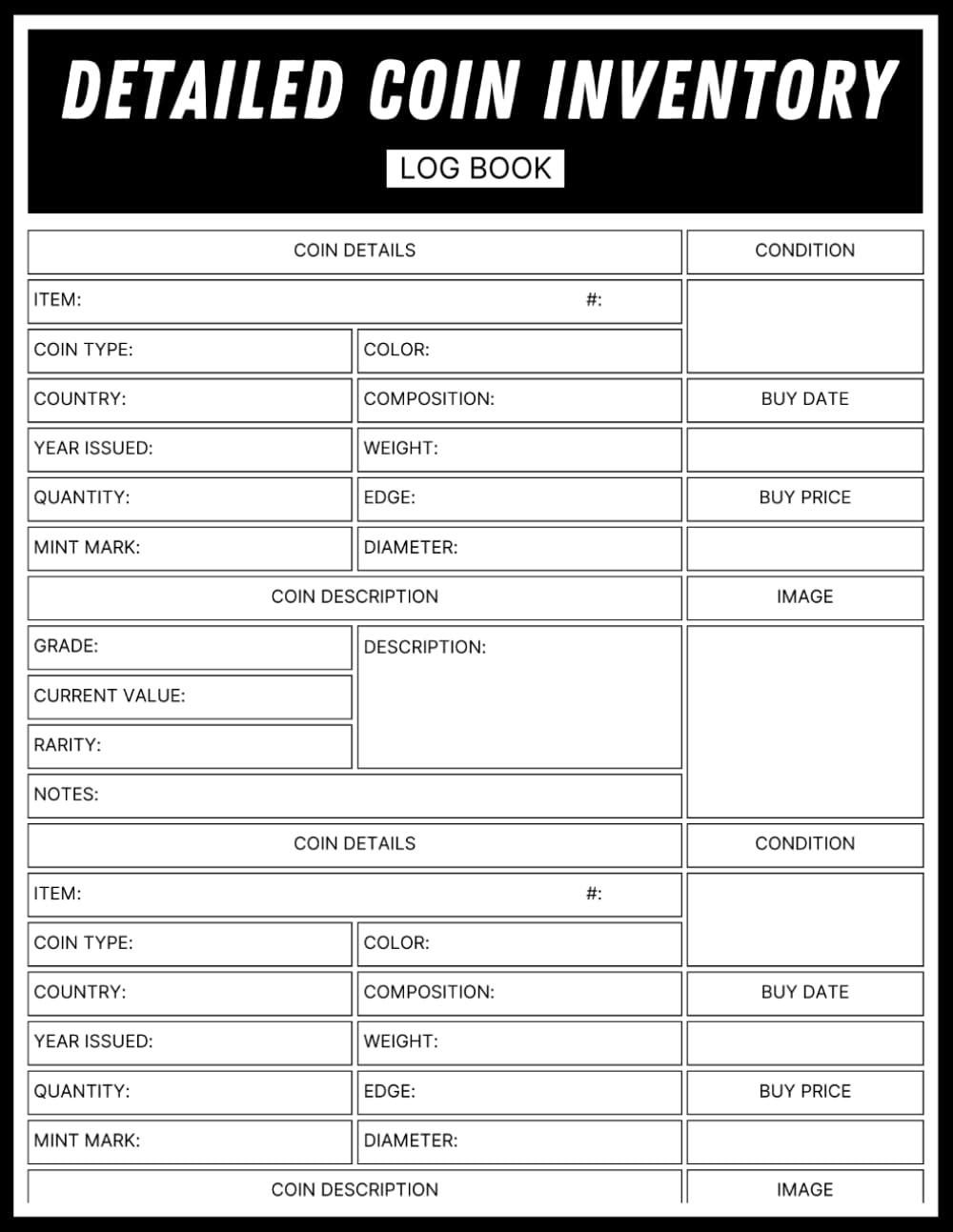 capítulo por capítulo baixar Detailed Coin Inventory Log Book