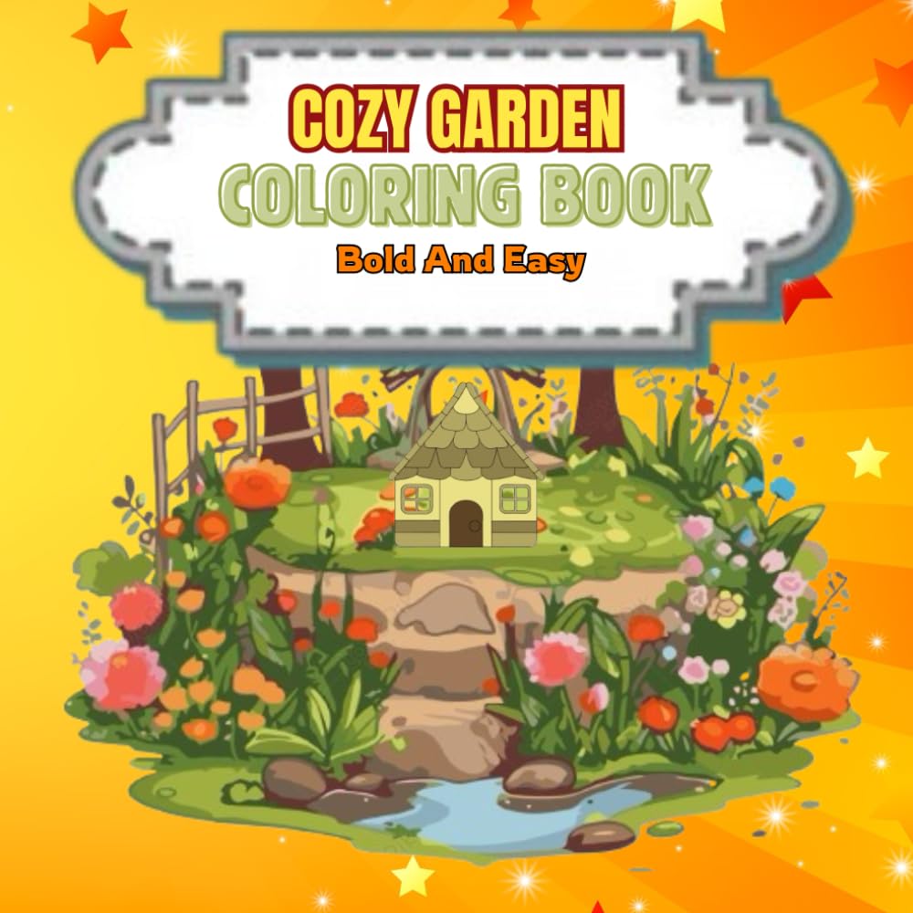 ler totalmente Cozy Garden Coloring Book: Bold and easy pages for adults and teens | Simple nature scenes,plants and flowers to color and relax