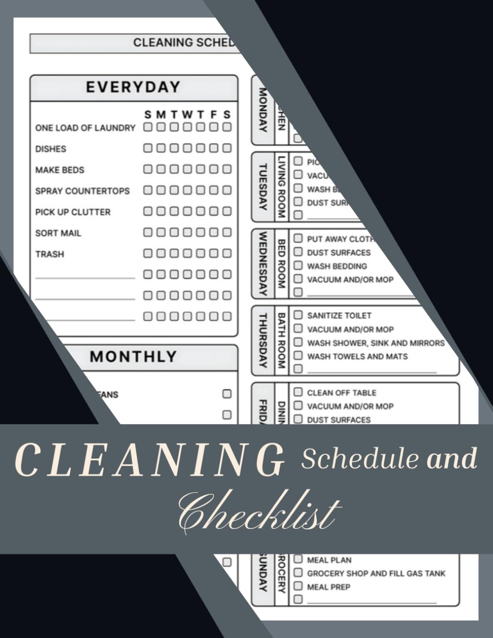 Cleaning Schedule and Checklist: Daily Weekly and Monthly Household Cleaning Schedule, Housekeeping Checklist Planner, and Organizer ( 120Pages "8.5X11" Inches ) baixar o livro de graça