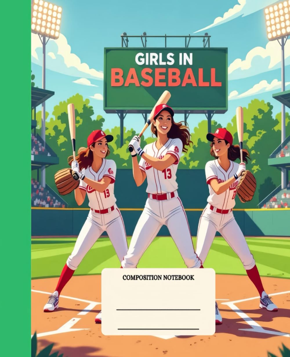 Composition Notebook Wide Ruled for School and College students: Girls in Baseball | Trendy with aesthetic design baixar o livro de graça