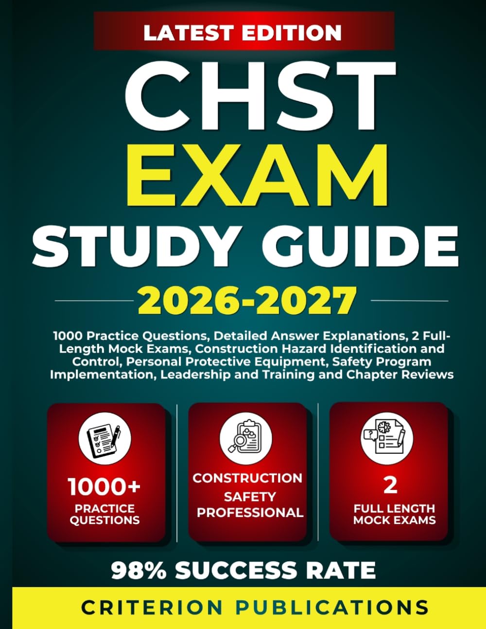 ler totalmente CHST EXAM STUDY GUIDE 2026-2027: 1000 Practice Questions and Answers, 2 Full-Length Mock Exams, Construction Hazard Identification and Control,... Leadership and Training and Chapter Reviews
