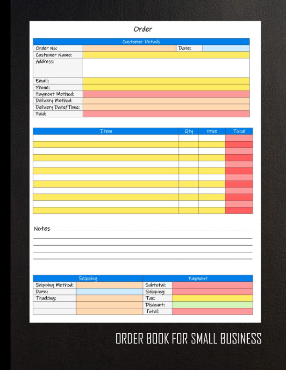 Order Book For Small Business: Full Color Sales Order Log Book With Colored Boxes To Avoid Costly Mistakes. 100 Customer order forms. baixar livro de graça