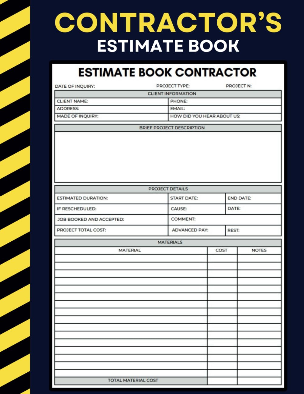 Contractor's Estimate Book: Daily Contact book For Construction Work, Construction log book, Job Estimate Quote Record Book baixar o livro de graça