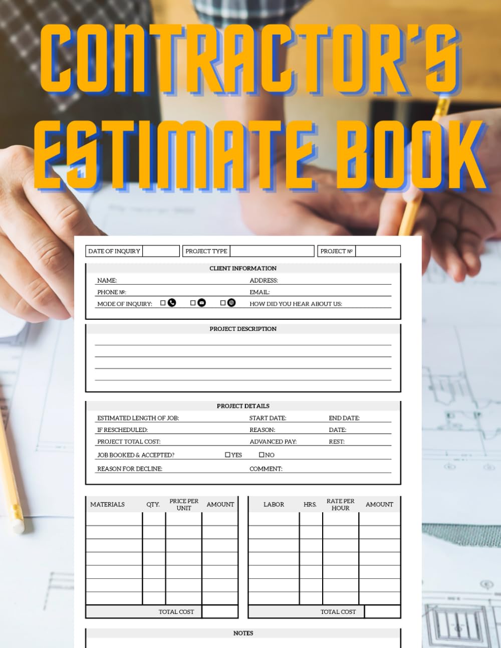 ler totalmente Estimate Book Contractor: Tradesman/Craftsperson's Job Estimate Quote Record Book With Index/Client Contact Log & Dot Diagram Sheets For Taking Measurements & Inspection Notes
