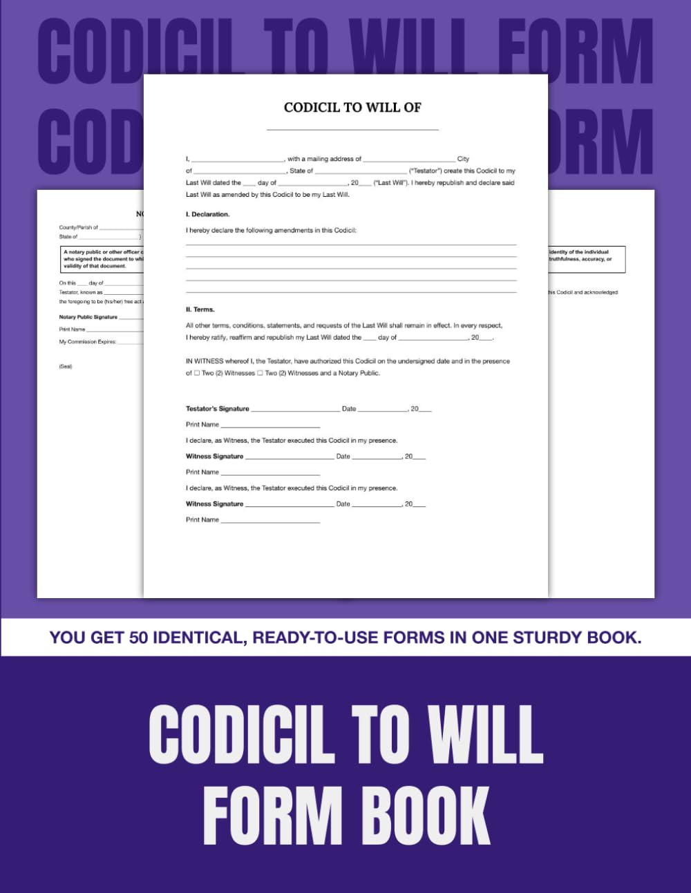 Codicil to Will Form Book: 50 Ready-to-Use Templates to Amend Your Last Will | Includes Witness & Notary Sections | 8.5 x 11 in. baixar o livro de graça