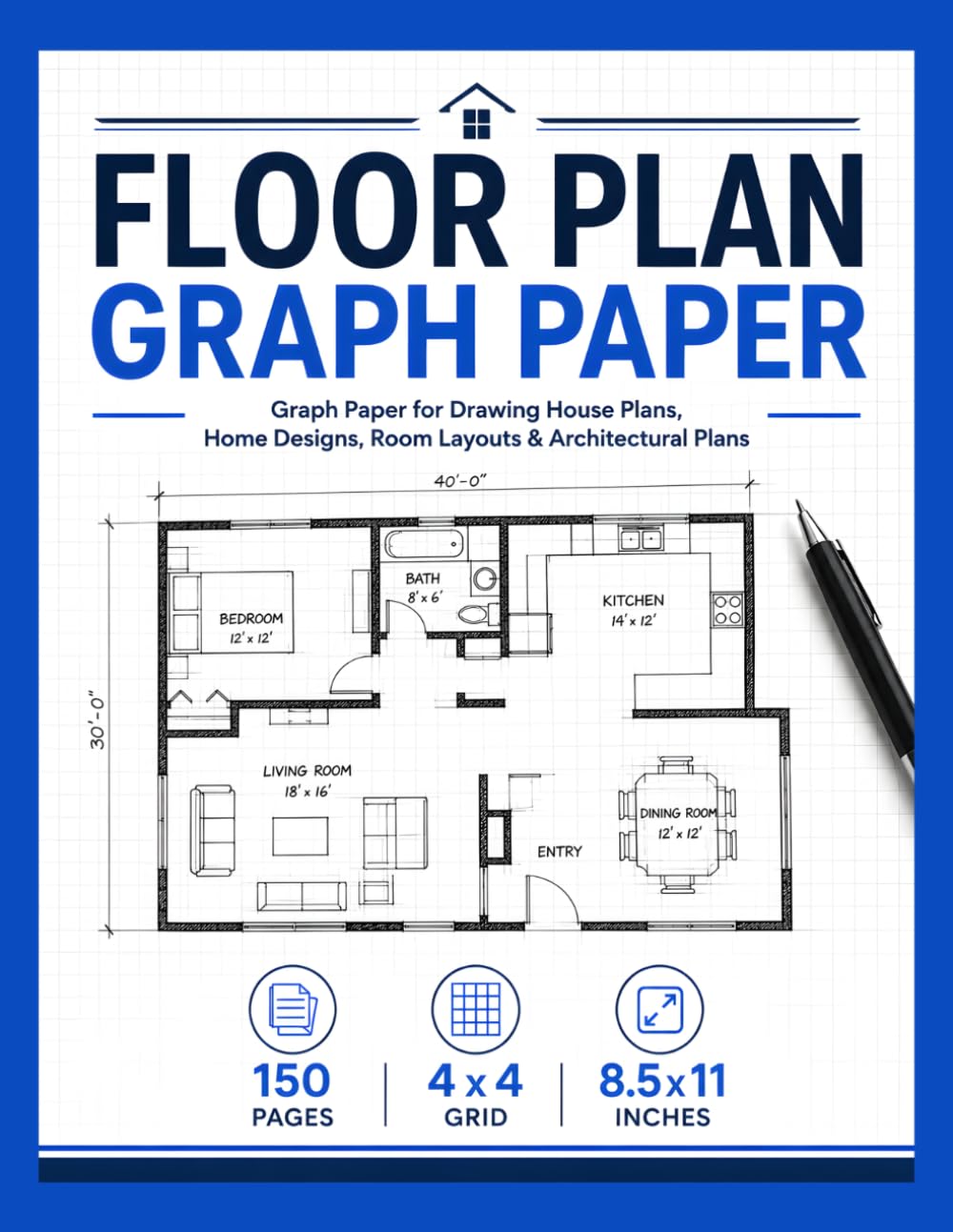 ler totalmente Floor Plan Graph Paper: Graph Paper for Drawing House Plans, Home Designs, Room Layouts & Architectural Sketches