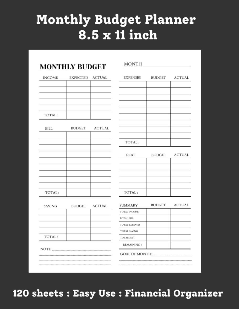 Monthly Budget Planner | Personal Finance Organizer |Take control of your finances with this elegant and easy-to-use| 120 sheets | Size 8.5x11: Designed with a clean, minimalist layout baixar livro de graça