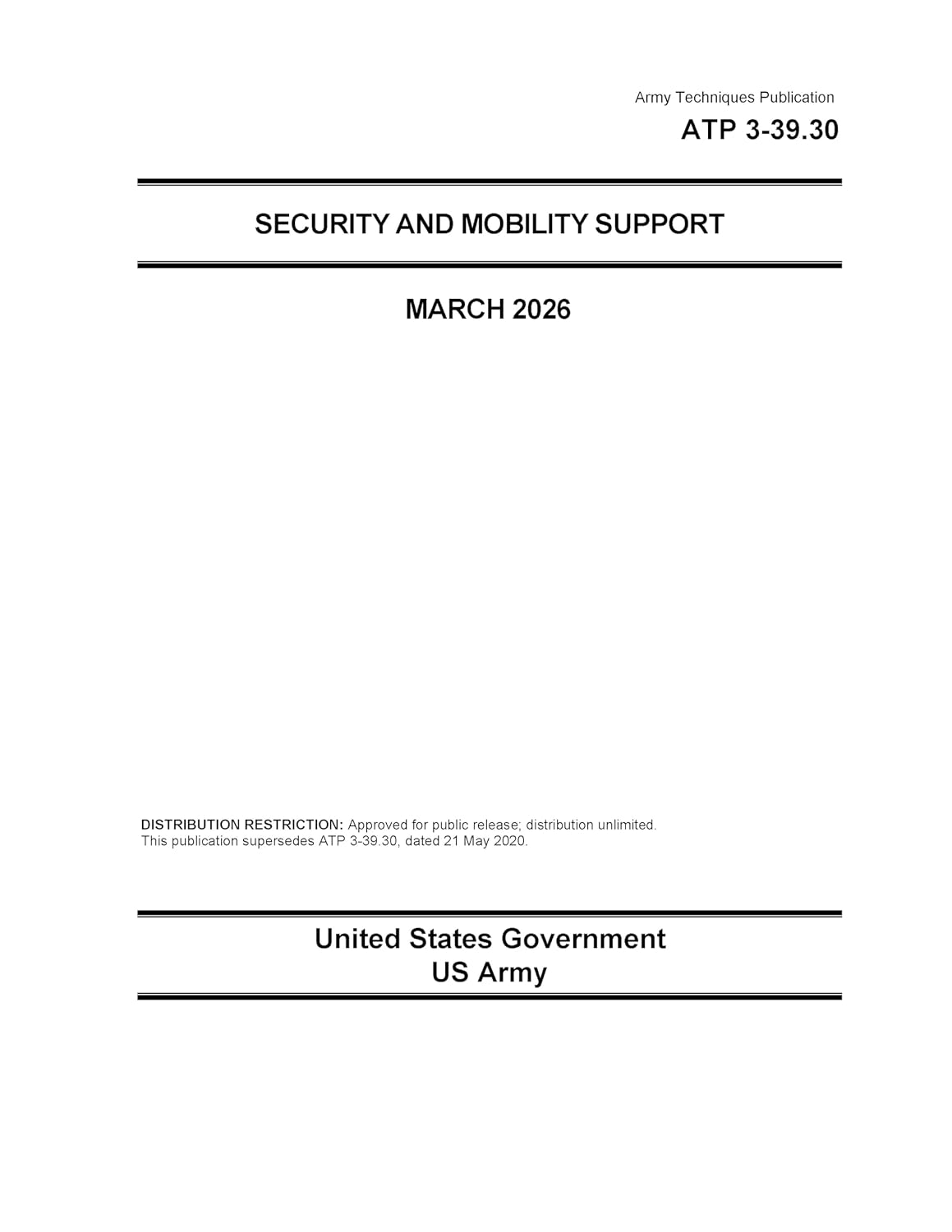ler totalmente Army Techniques Publication ATP 3-39.30 Security and Mobility Support March 2026 (English Edition)