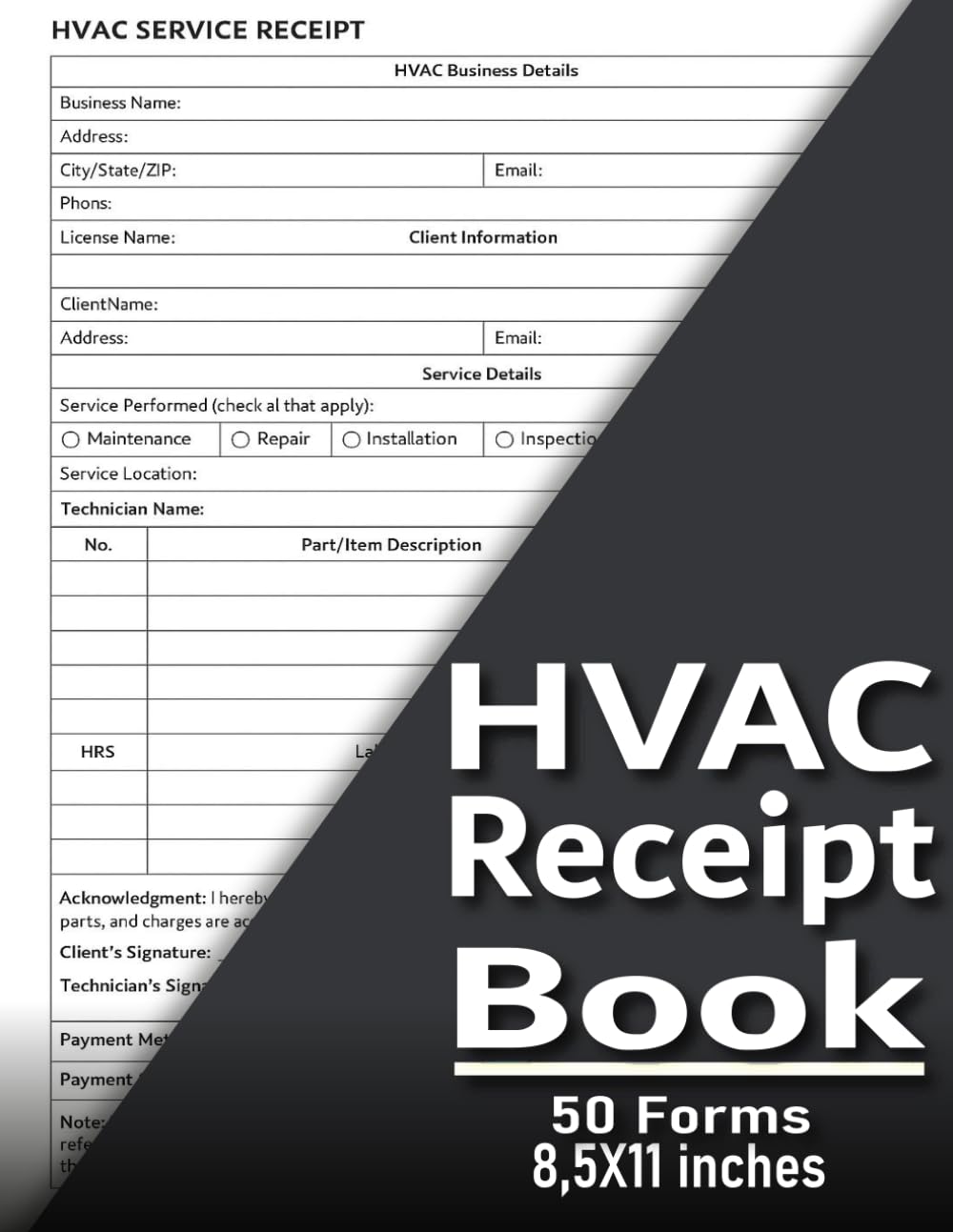 ler totalmente HVAC Receipt Book: Track Jobs, Materials, Labor, & Payments – Essential Tool for HVAC Contractors, Service Technicians, and Field Engineers,... for Heating, AC & Refrigeration Services
