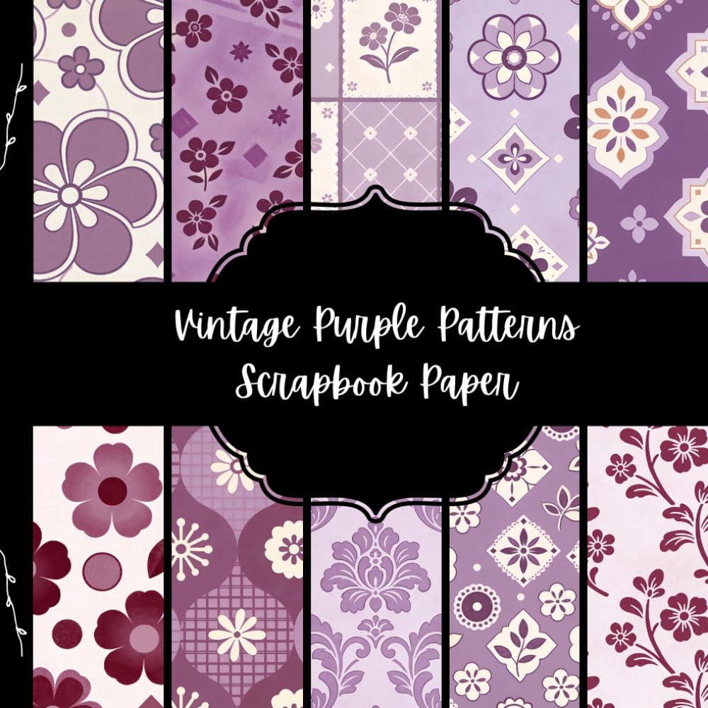 ler totalmente Vintage Purple Patterns Scrapbook Paper, Violet Floral Junk Journal Paper, Retro Decorative Paper, DIY Projects, Origami, Collage Sheets, Decoupage Paper, 10 Designs, Double Sided