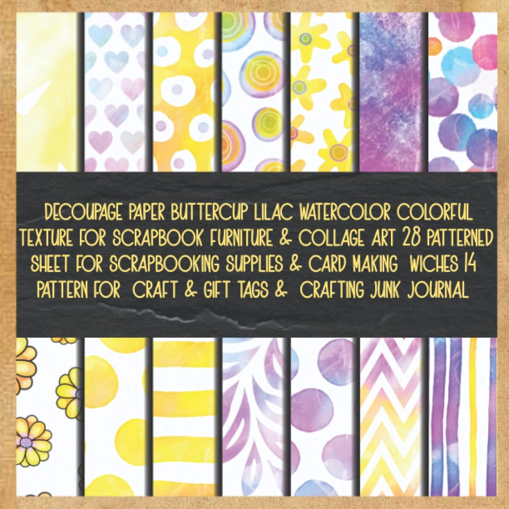 decoupage paper buttercup lilac watercolor colorful texture for scrapbook furniture & collage art 28 patterned sheet for scrapbooking supplies & card... craft & gift tags & crafting junk journal baixar o livro de graça