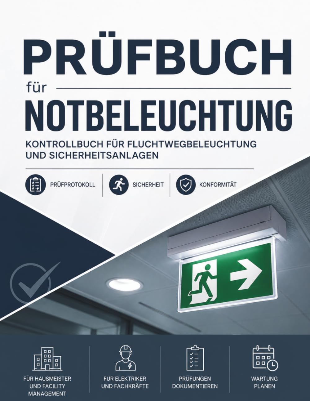 ler totalmente Prüfbuch für Notbeleuchtung: Kontrollbuch für Fluchtwegbeleuchtung und Sicherheitsanlagen: Prüfprotokoll für Hausmeister, Facility Management und Elektriker (German Edition)