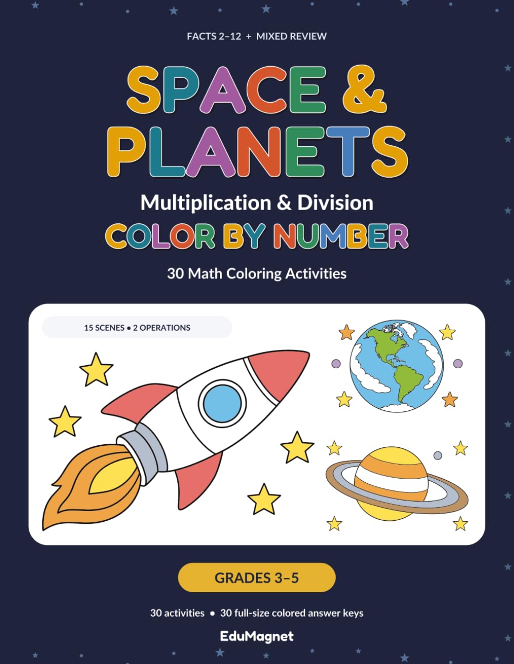 ler totalmente Space & Planets Multiplication & Division Color by Number: 30 Math Coloring Activities