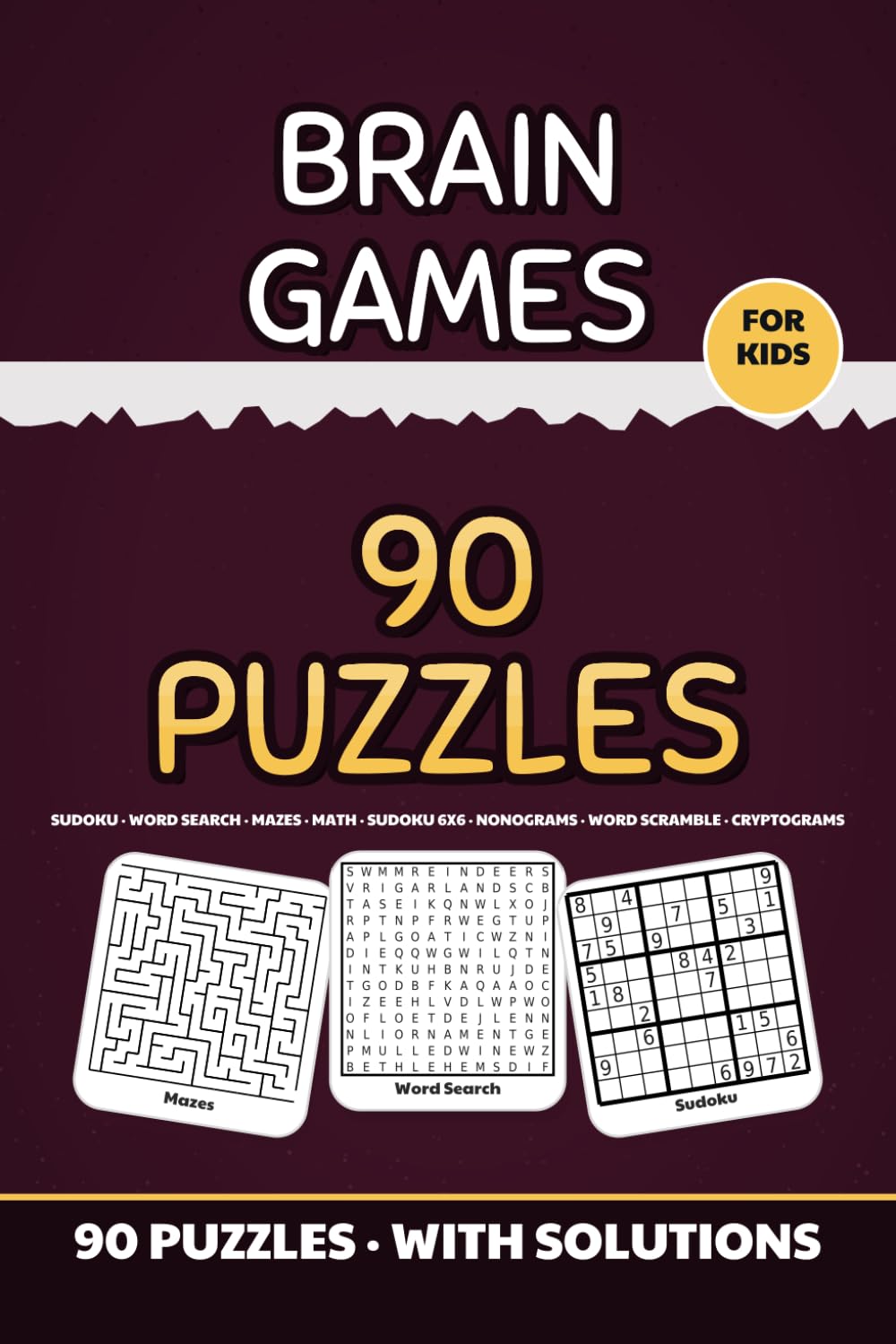 capítulo por capítulo baixar BRAIN GAMES: 90 Mixed Puzzles for Kids: Sudoku, Word Search, Mazes, Math Worksheets, Sudoku 6x6, Nonograms, Word Scramble & Cryptograms - One Puzzle Per Page | Complete Answer Key