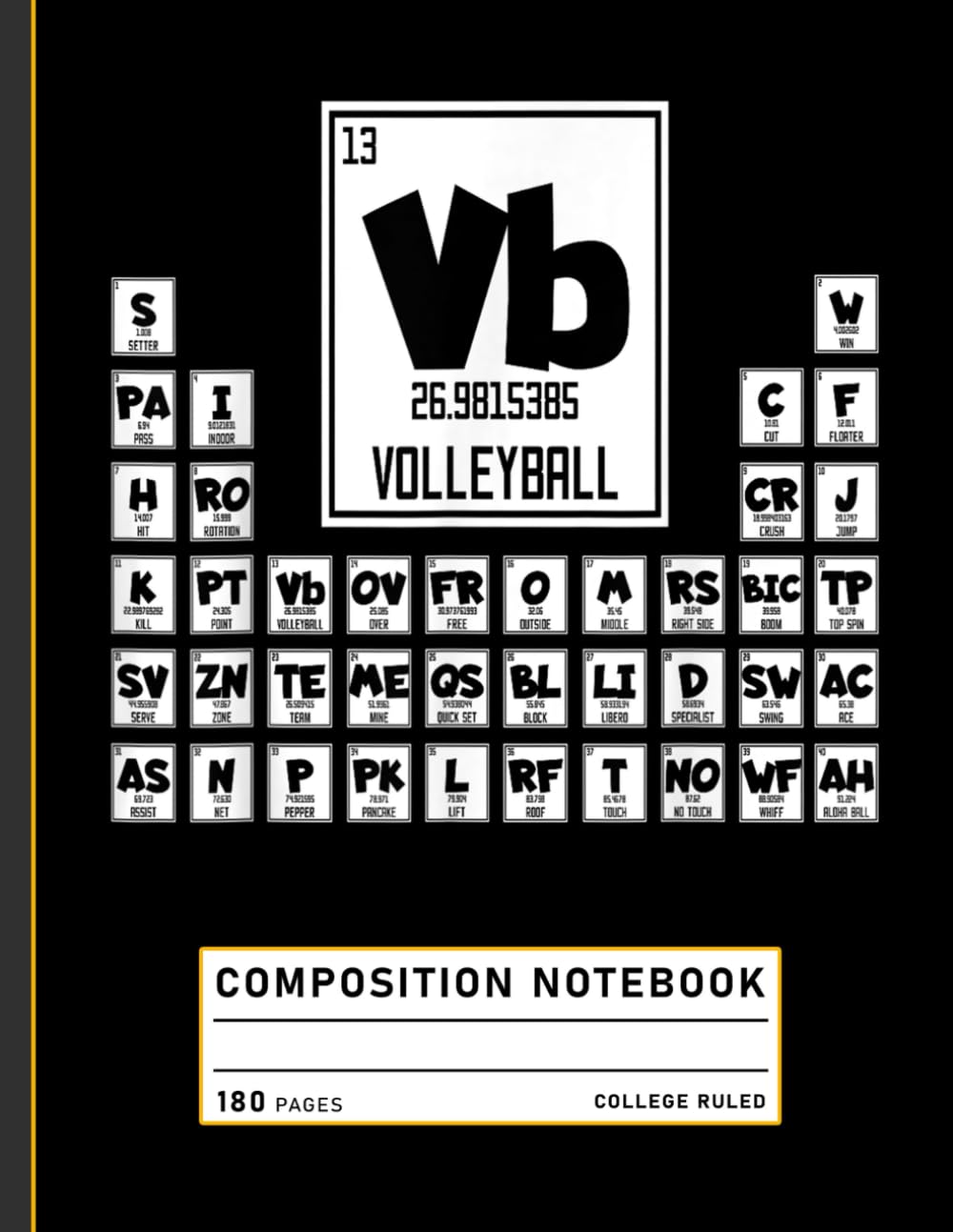 Composition Notebook College Ruled: Periodic Table Style Volleyball Graphic, Funny Sports Chemistry Journal for Players and Fans baixar o livro de graça