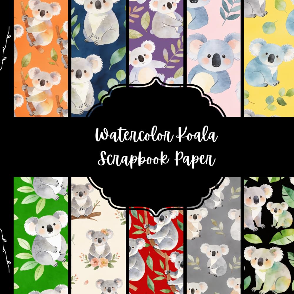 Watercolor Koala Scrapbook Paper, Australian Animal Junk Journal Paper, Nature Decorative Paper, DIY Projects, Origami, Collage Sheets, Decoupage Paper, 10 Designs, Double Sided baixar o livro de graça