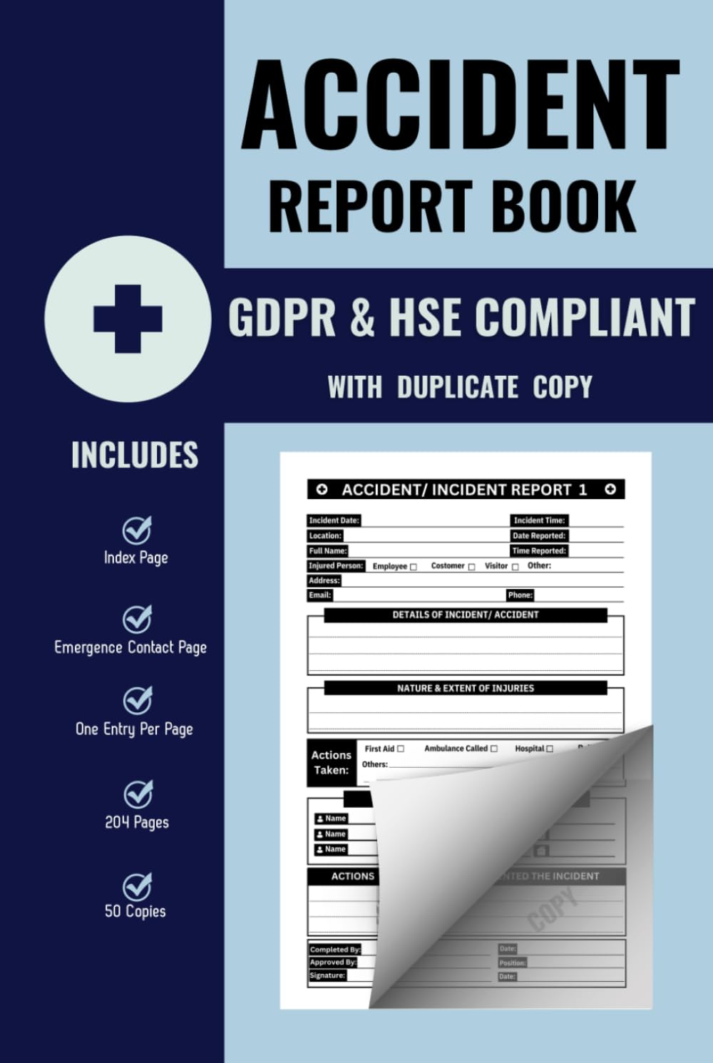 Accident Report Book Duplicate: HSE & GDPR Compliant Incident Log Book With Duplicates Copy For Recording Casualties at Workplace, Schools, Hospitals, Business, Sports Club & More baixar livro de graça